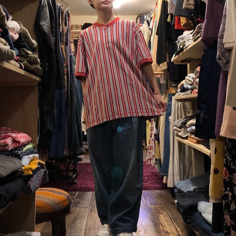 [USED] L.L.Bean ストライプ柄 ヘンリーネックTee