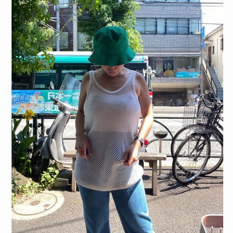 [USED] Euro vintage COTTON 編みタンク WHITE