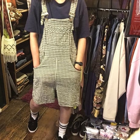 [USED] グリーンチェック♡サロペット