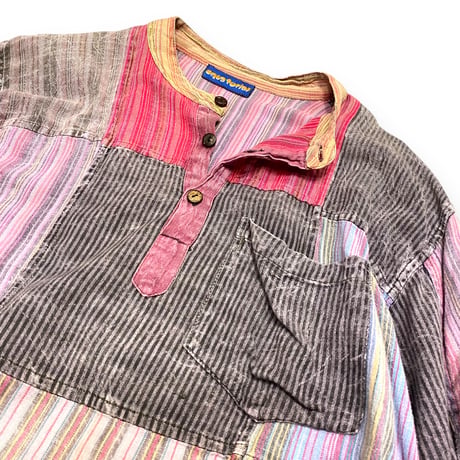 [USED] インド綿 パッチワーク P/O SHIRTS