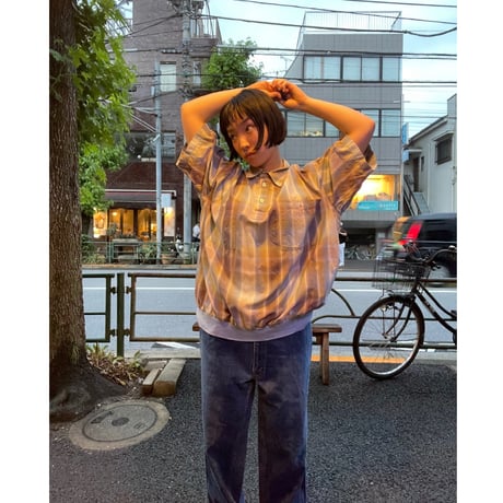 [USED] リブ付きチェックポロ
