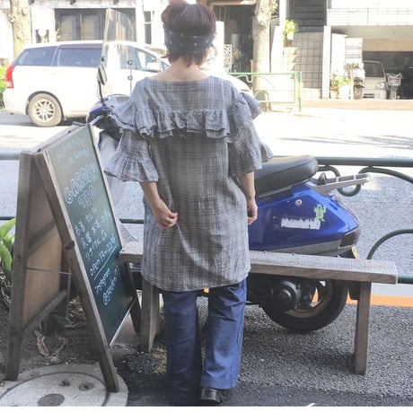 [USED] チェックフリルワンピース