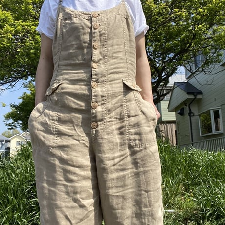 [USED] LINEN オーバーオール