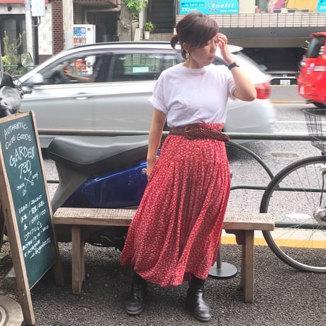 [USED] レーヨン小花柄ロングスカート