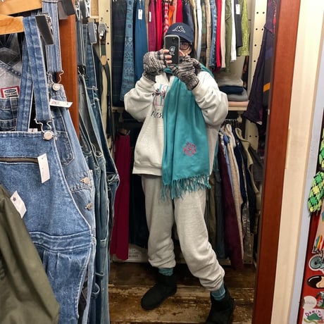 [USED] ターコイズ💘　大判 ストール