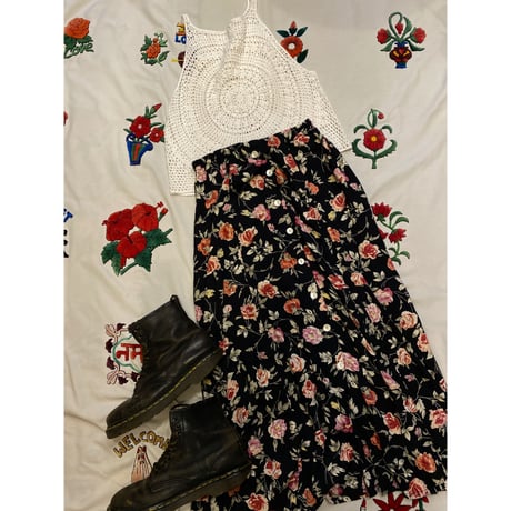 [USED] 花柄レーヨンLONG SKIRT