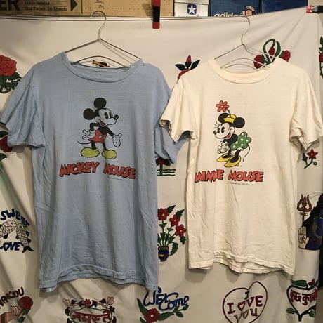 [USED] 80's  vintage  両面 Mickey & Minnie Tee