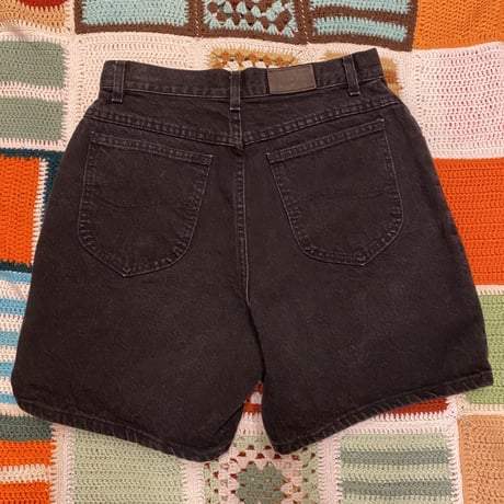 ［USED］Lee BLACK DENIM SHORTS W28