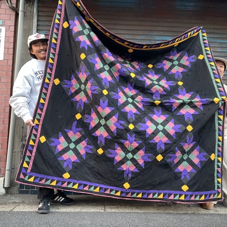 [USED] キルティング ラグ BLK/PPL 190×190cm