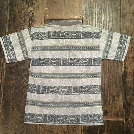 [USED] 民族っぽい柄の ボーダーTee