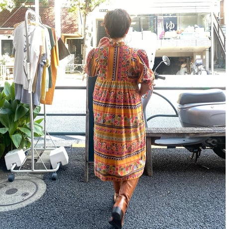 [USED] vintage 花柄Aラインワンピース