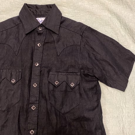 [USED] "Rockmount" リネンウエスタンシャツ(BLACK)