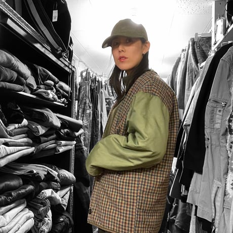[USED] PRIMALOFT® オリーブ x チェック の ライナー JKT