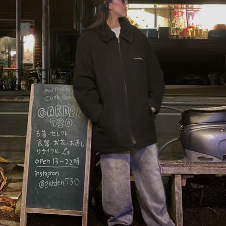 [USED]ボア襟 BLACK WOOL コート　JKT