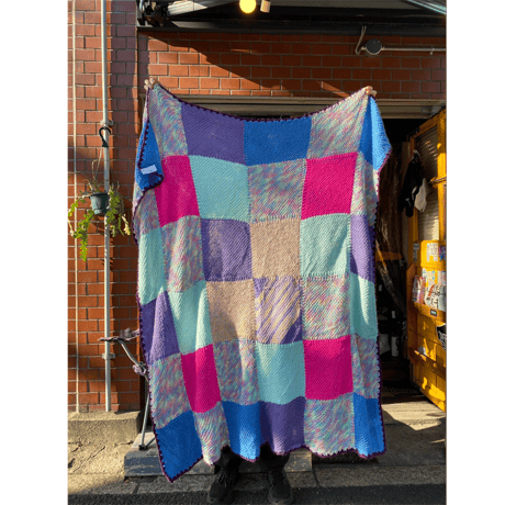 [USED]  Vintage ニット ブランケット 120×120cm