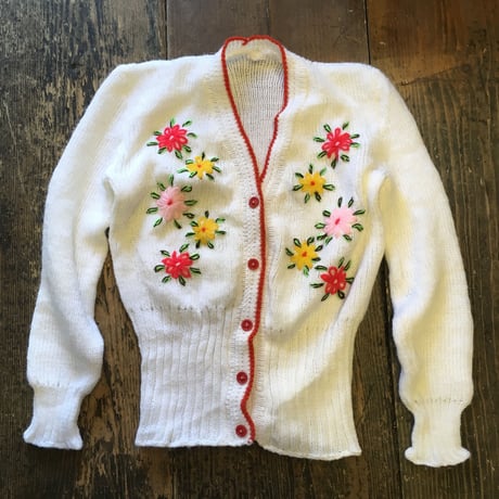 [USED] カラフルお花刺繍ニットカーディガン