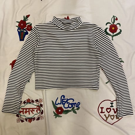 [USED] ボーダーハイネックショート丈TOPS♡