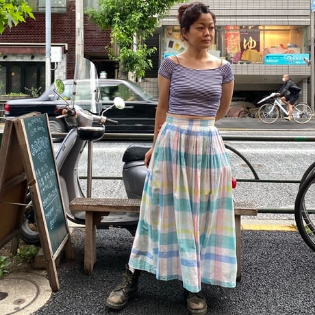 [USED] ペールトーンチェック柄スカート