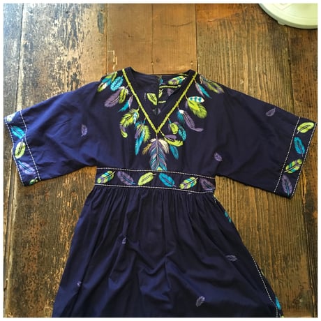 [USED]Feather柄ワンピース