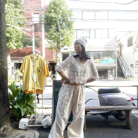 [USED] White 鍵あみ KNIT カーディガン