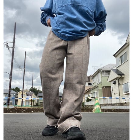 [USED] ブラウンチェックPOLY PANTS