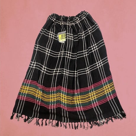 [USED] レーヨンチェック柄ロングスカート