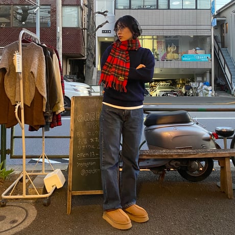 [USED]"Johnstons" WOOL チェックマフラー