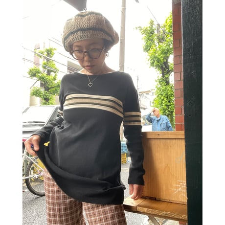 [USED] ボーダー Aライン リブロンtee