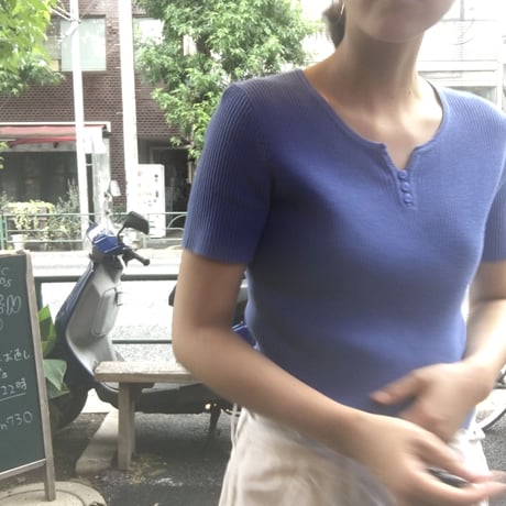 [USED] パープルブルー半袖 Knit TOPS