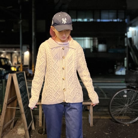 [USED] WHITE アランニットカーディガン🤍