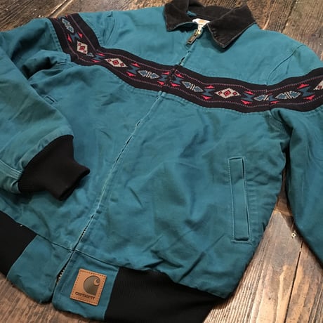 [USED] Carhartt 柄入り ダック JKT (グリーン/エンジ)