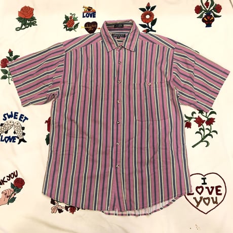 [USED]  PINK♡ マルチストライプシャツ