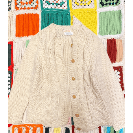 [USED] made in ITALY ハンドメイド ケーブル編みニットカーディガン