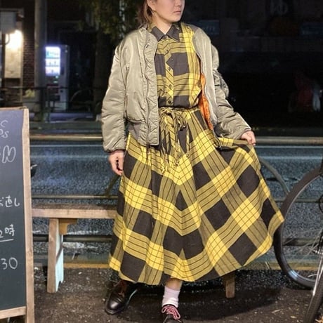 [USED] YELLOW!ギンガムチェックワンピース
