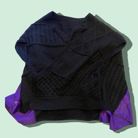 [USED]Knit×NYLONリメイクポンチョ🖤💜