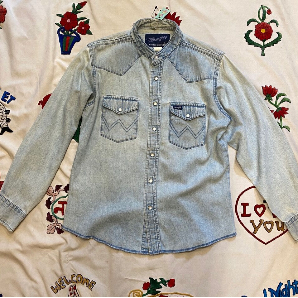 -6roku-新品未使用⭐︎ノーカラーデニム USED] Wrangler ノーカラー デニムシャツ | garden730