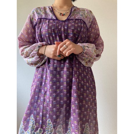 [USED]  vintage インド綿ワンピース