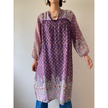 [USED]  vintage インド綿ワンピース