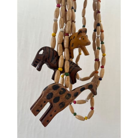 [SELECT] 木彫りチャームの ビーズnecklace