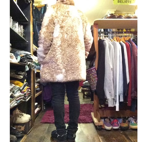 [USED] バンビ柄 フェイクファーコート
