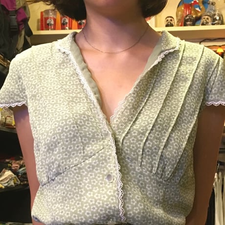 [USED] ミントグリーン！小花柄ワンピース