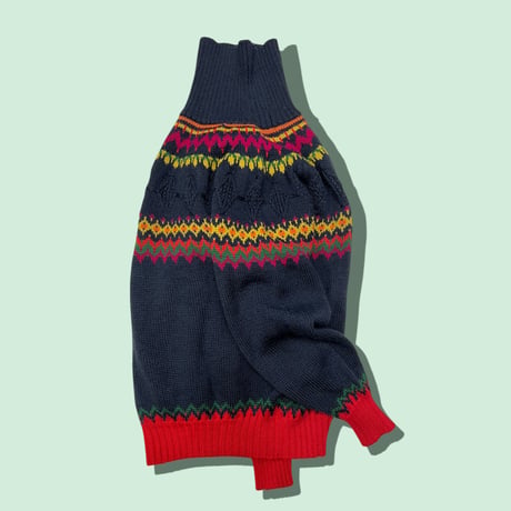 [USED] かわいい！Benetton ノルディック柄タートルニット♡