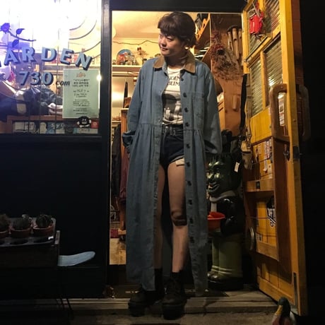 [USED] デニム前開きロングワンピース