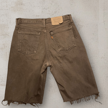 [USED] Euro Levi's BROWN 🤎 DENIM CUT OFF SHORTS orange tab