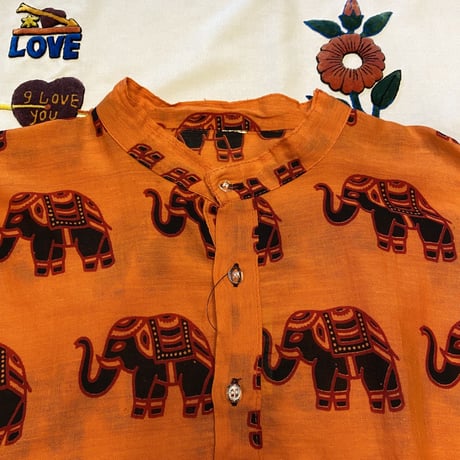 [USED] ゾウ柄アフリカンシャツ🐘🧡