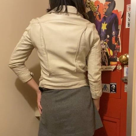 USED］white real leather ライダースJKT