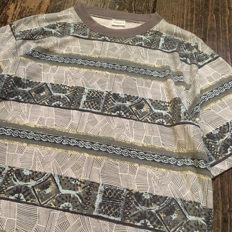 [USED] 民族っぽい柄の ボーダーTee