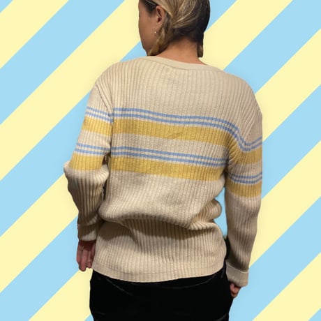 [USED] Ｖネックリブニット  💛💙