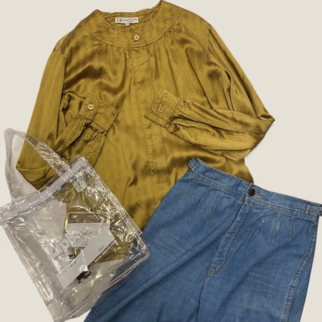 [USED] LANVIN NO-COLLAR SILK SHIRT！