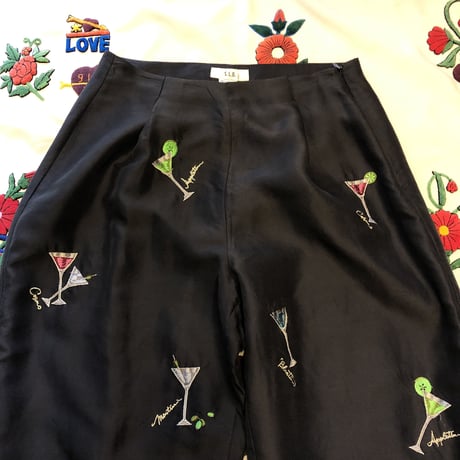 [USED] カクテル刺繍タックパンツ